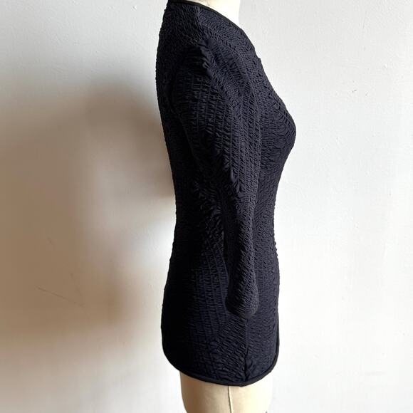 ELLERY Black Crinkle Shirred Top - Picture 2 of 9